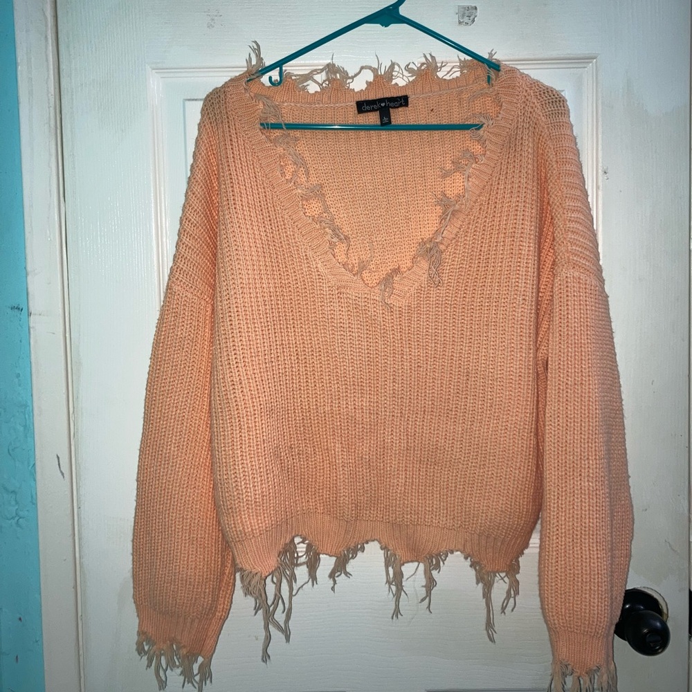 peach ribbed sweater